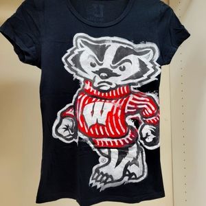 My U Miss UW Bucky Badger Shirt Black Womens Size Small